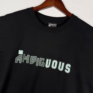 VTG Ambiguous Mens L Black Graphic T-Shirt Short Sleeve Crewneck 90s Y2K Skater